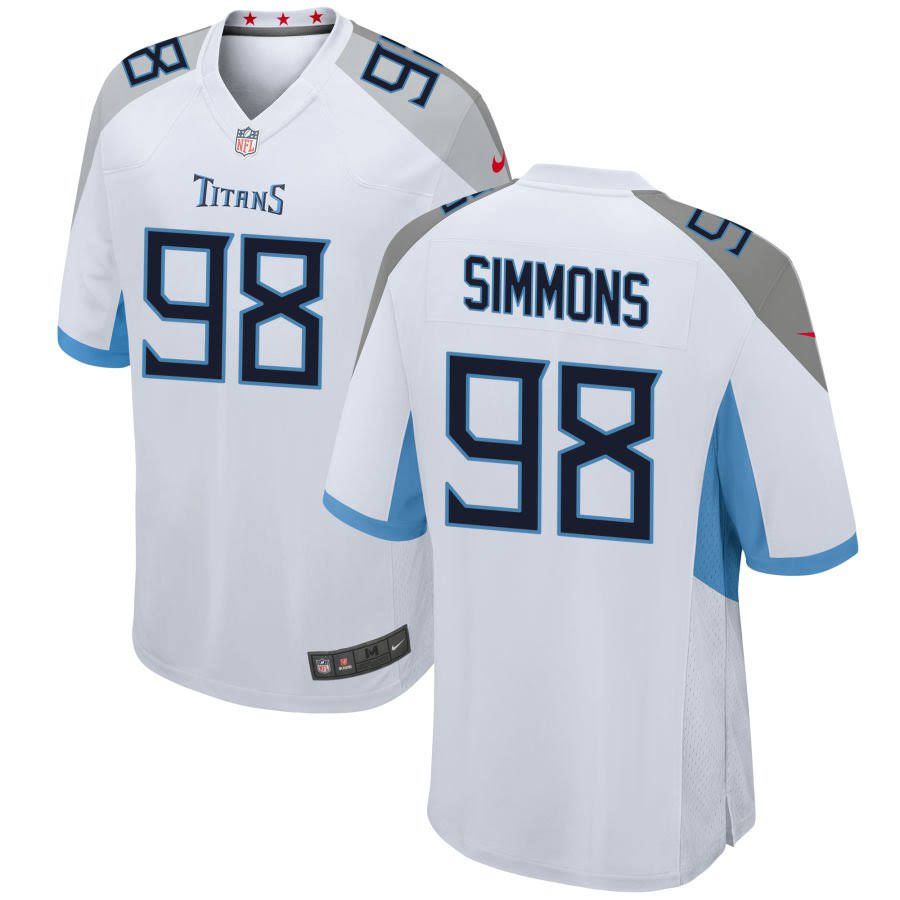 Men Tennessee Titans 98 Jeffery Simmons Nike White Game NFL Jersey